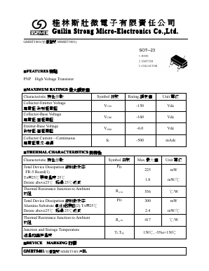 MMBT5401 Datasheet PDF Guilin Strong Micro-Electronics Co., Ltd.