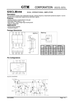 GSCLM358 Datasheet PDF GTM CORPORATION