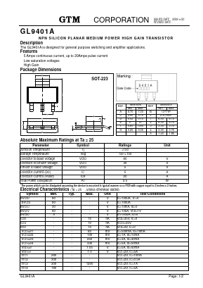 GL9401A Datasheet PDF GTM CORPORATION