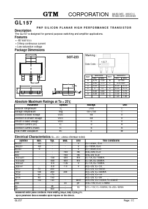 GL157 Datasheet PDF GTM CORPORATION