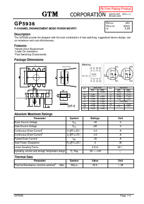 GP5936 Datasheet PDF GTM CORPORATION