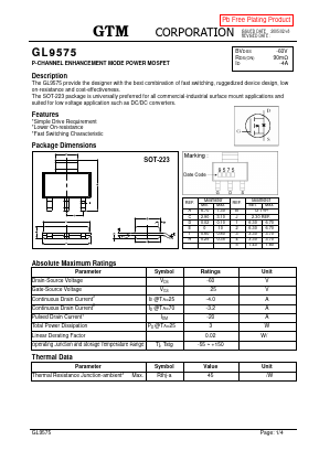 GL9575 Datasheet PDF GTM CORPORATION