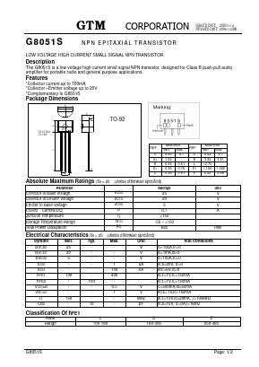 G8051S Datasheet PDF GTM CORPORATION