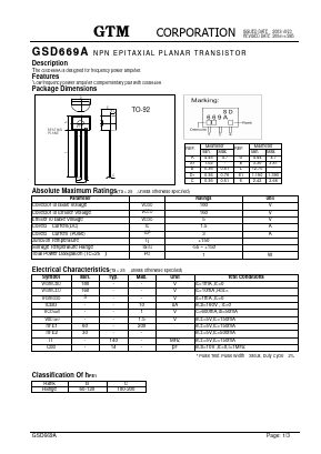 GSD669A Datasheet PDF GTM CORPORATION