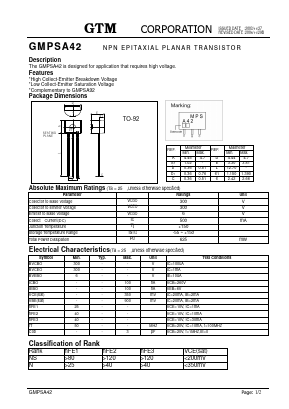 GMPSA42 Datasheet PDF GTM CORPORATION