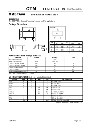 GMBTA06 Datasheet PDF GTM CORPORATION