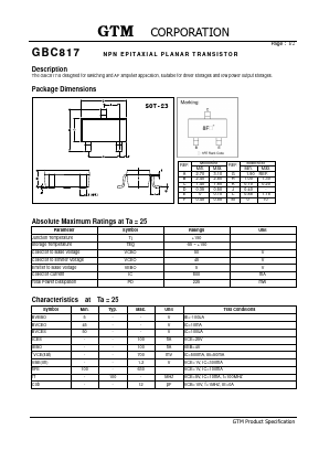 GBC817 Datasheet PDF GTM CORPORATION