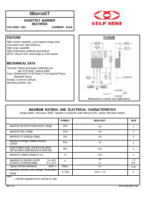 SB20150CT Datasheet PDF Gulf Semiconductor