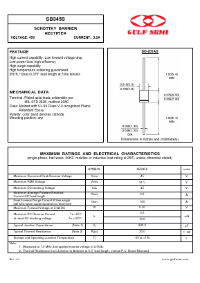 SB345S Datasheet PDF Gulf Semiconductor