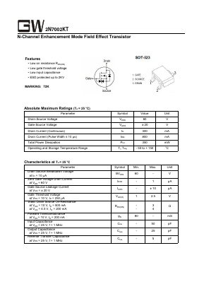 2N7002KT Datasheet PDF Goodwork Semiconductor Co., Ltd.