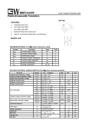 MMDT3946DW Datasheet PDF Goodwork Semiconductor Co., Ltd.