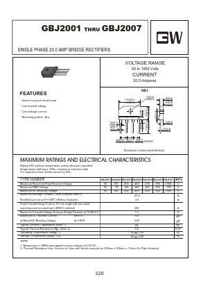 GBJ2005 Datasheet PDF Goodwork Semiconductor Co., Ltd.
