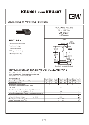 KBU401 Datasheet PDF Goodwork Semiconductor Co., Ltd.
