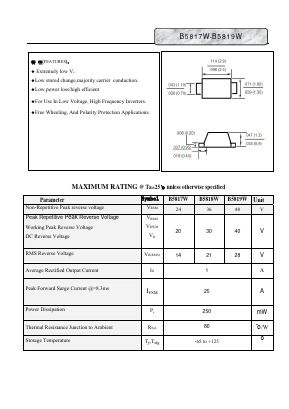 B5817W Datasheet PDF Gaomi Xinghe Electronics Co., Ltd.