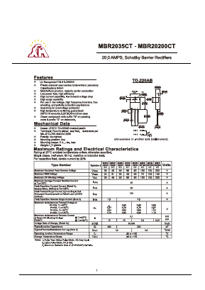 MBR2200CT Datasheet PDF Gaomi Xinghe Electronics Co., Ltd.