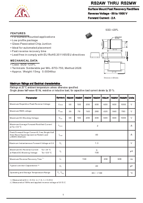 RS2KW Datasheet PDF Gaomi Xinghe Electronics Co., Ltd.