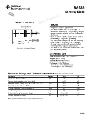 BAS86 Datasheet PDF General Semiconductor