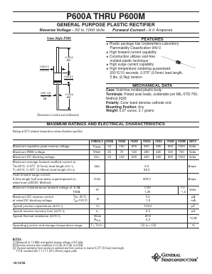 P600A Datasheet PDF General Semiconductor