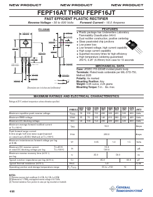 FEPF16DT Datasheet PDF General Semiconductor