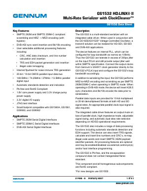 GS1532 Datasheet PDF Gennum -> Semtech