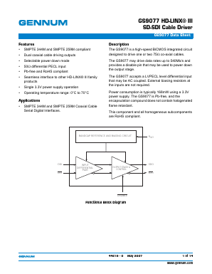 GS9077 Datasheet PDF Gennum -> Semtech