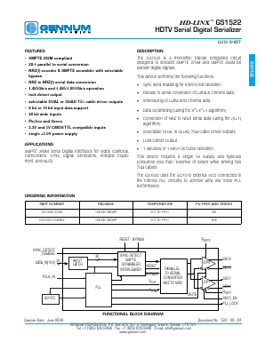 GS1522 Datasheet PDF Gennum -> Semtech