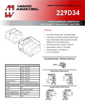 229D34 Datasheet PDF Hammond Manufacturing Ltd.