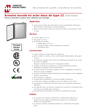 1418AR8 Datasheet PDF Hammond Manufacturing Ltd.