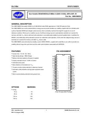 HMN1M8DN-85I Datasheet PDF Hanbit Electronics Co.,Ltd
