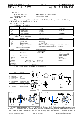 MQ-135 Datasheet PDF Hanwei Electronics Group Corporation