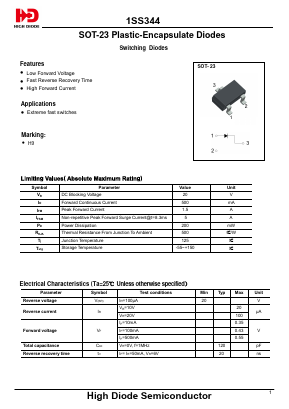 1SS344 Datasheet PDF Jiangsu High diode Semiconductor Co., Ltd