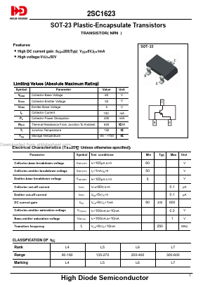 2SC1623 Datasheet PDF Jiangsu High diode Semiconductor Co., Ltd