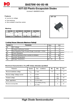 BAS70W-04 Datasheet PDF Jiangsu High diode Semiconductor Co., Ltd