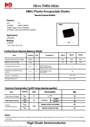 HD18 Datasheet PDF Jiangsu High diode Semiconductor Co., Ltd