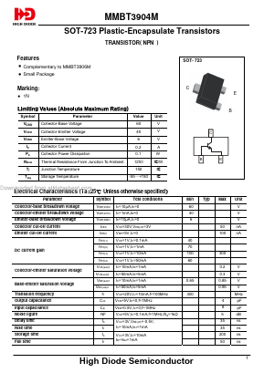 MMBT3904M Datasheet PDF Jiangsu High diode Semiconductor Co., Ltd