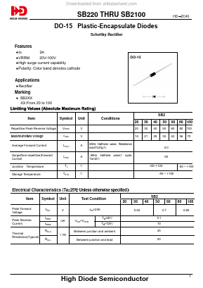 SB2100 Datasheet PDF Jiangsu High diode Semiconductor Co., Ltd