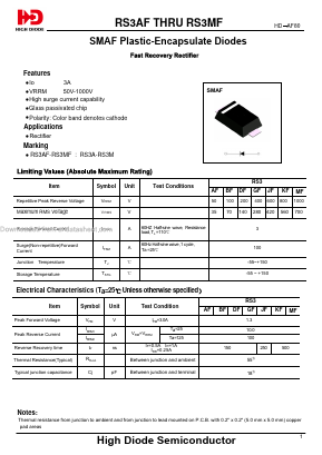 RS3JF Datasheet PDF Jiangsu High diode Semiconductor Co., Ltd