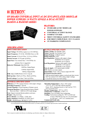 HAM10S-120090 Datasheet PDF HITRON ELECTRONICS CORPORTION