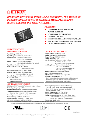 HAM50-D050E Datasheet PDF HITRON ELECTRONICS CORPORTION