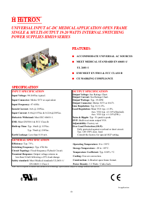 HMI19-S120017 Datasheet PDF HITRON ELECTRONICS CORPORTION