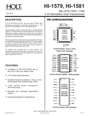 HI-1581 Datasheet PDF Holt Integrated Circuits