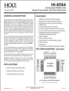 HI-8584 Datasheet PDF Holt Integrated Circuits