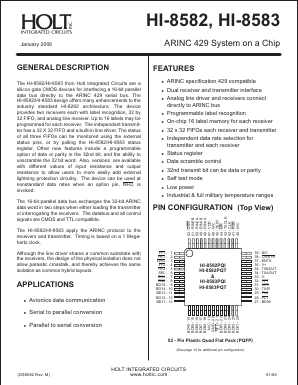 HI-8582CJI Datasheet PDF Holt Integrated Circuits