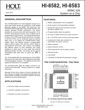HI-8582CJIF-10 Datasheet PDF Holt Integrated Circuits