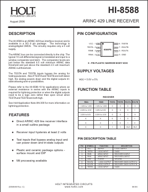 HI-8588 Datasheet PDF Holt Integrated Circuits