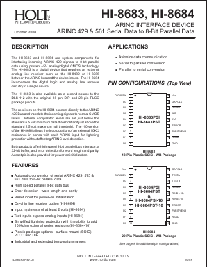 HI-8684 Datasheet PDF Holt Integrated Circuits