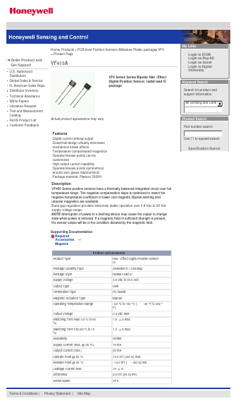 VF413A Datasheet PDF HONEYWELL-S