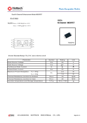 8205A Datasheet PDF GUANGDONG HOTTECH INDUSTRIAL CO.,LTD.