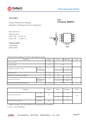 4435 Datasheet PDF GUANGDONG HOTTECH INDUSTRIAL CO.,LTD.