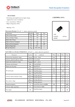 CXT5551 Datasheet PDF GUANGDONG HOTTECH INDUSTRIAL CO.,LTD.
